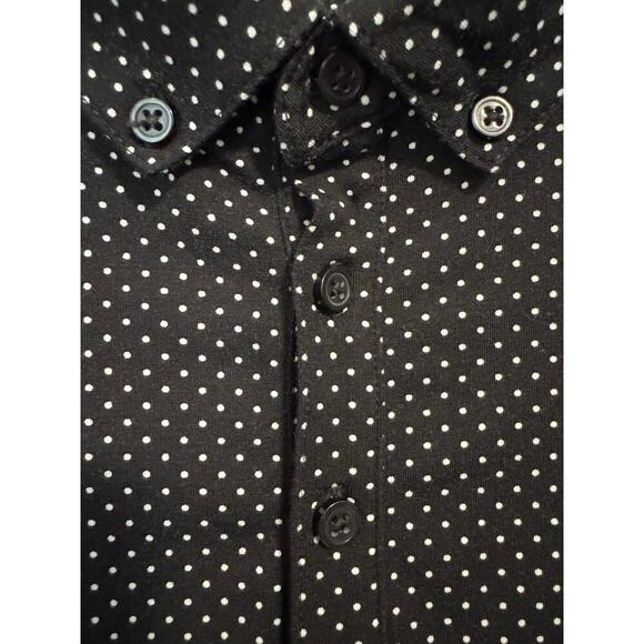 Vintage Claiborne XL Polka Dot Polo shirt 3 button front and hem slits. - Picture 5 of 10